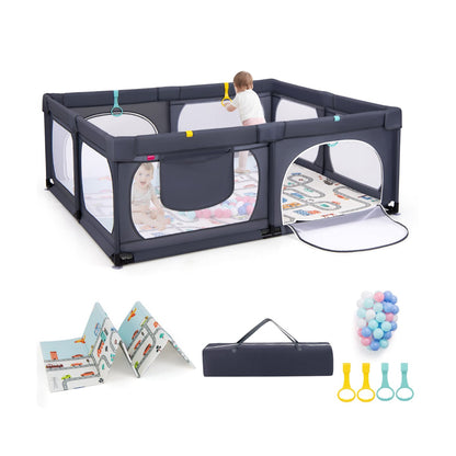 Baby Playpen with Safe Gate and Breathable Mesh