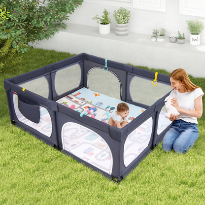 Baby Playpen with Safe Gate and Breathable Mesh