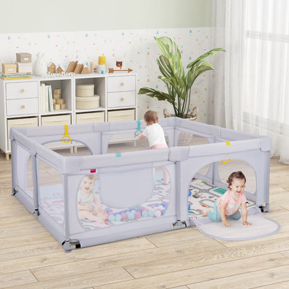 Baby Playpen with Safe Gate and Breathable Mesh