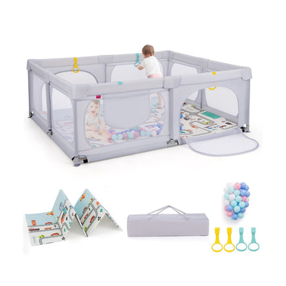 Baby Playpen with Safe Gate and Breathable Mesh