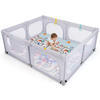 Baby Playpen with Safe Gate and Breathable Mesh