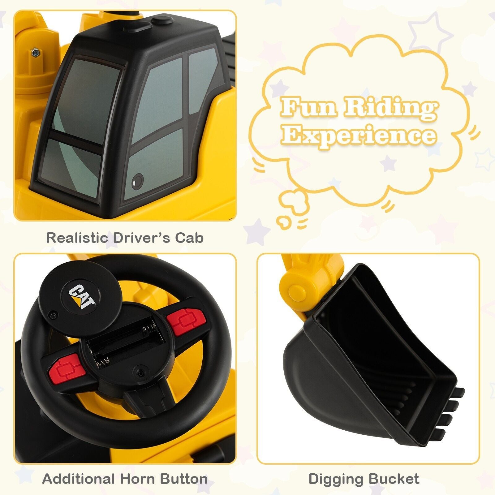 Kid'S Rid-On Digger with Rotatable Digging Bucket