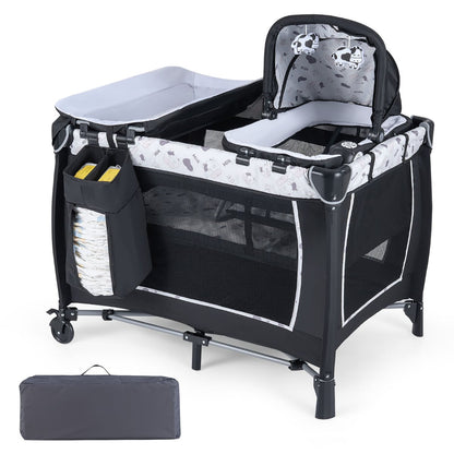 Foldable Baby Travel Cot with Bassinet & Changer