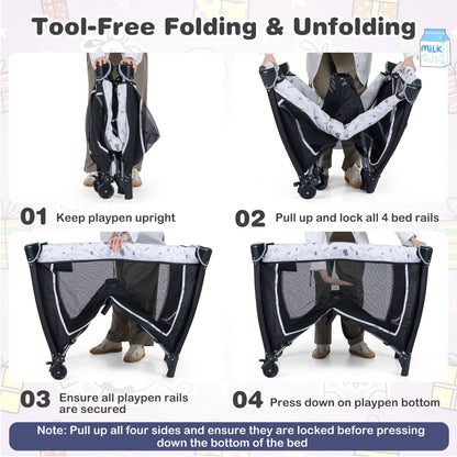 Foldable Baby Travel Cot with Bassinet & Changer