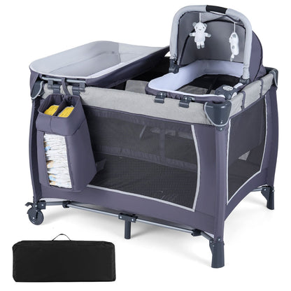 Foldable Baby Travel Cot with Bassinet & Changer