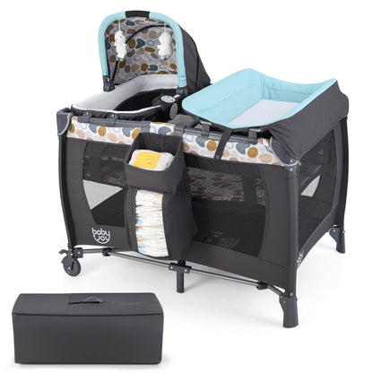 Foldable Baby Travel Cot with Bassinet & Changer