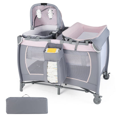 Foldable Baby Travel Cot with Bassinet & Changer