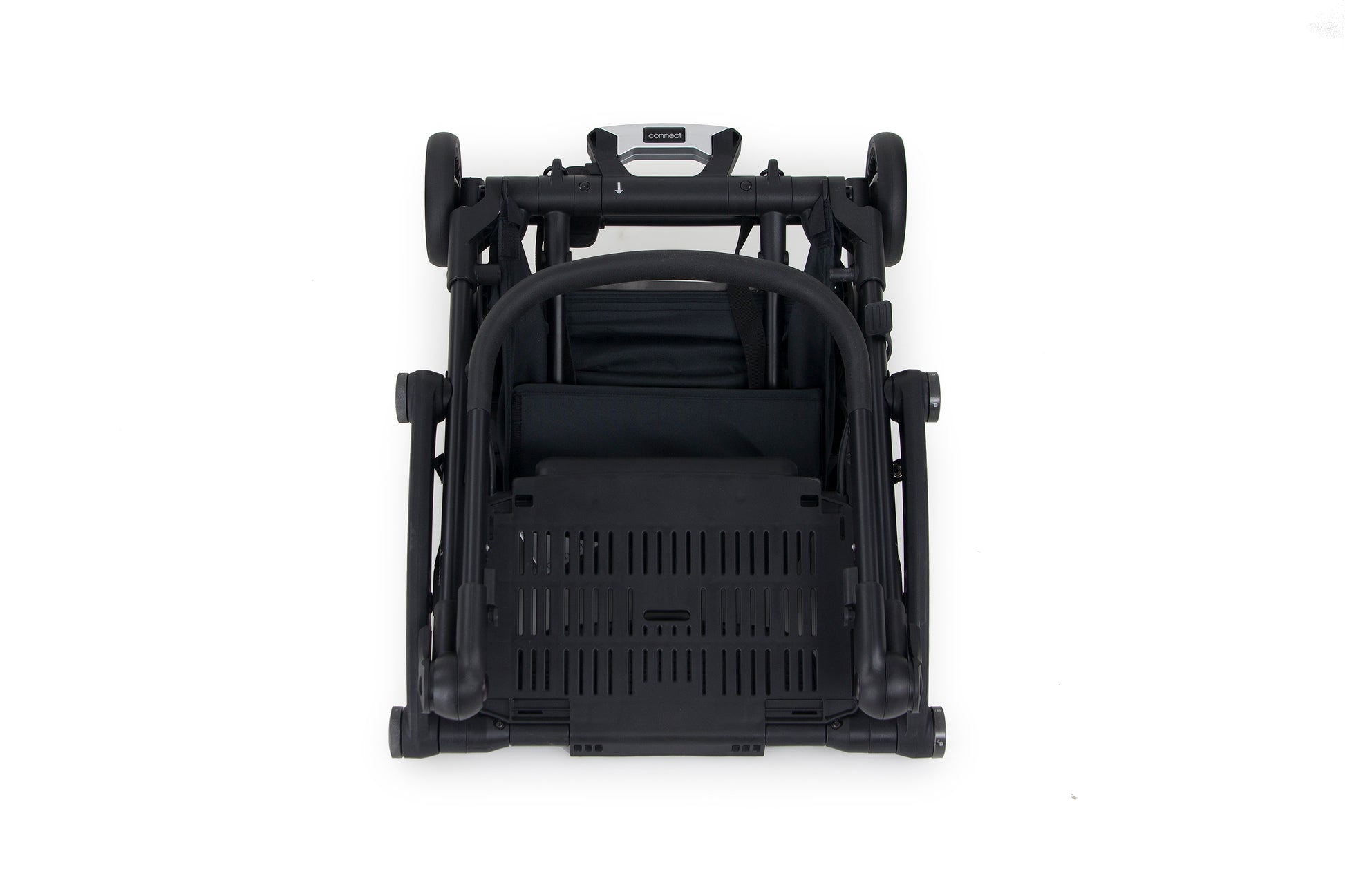 stroller folded, front view