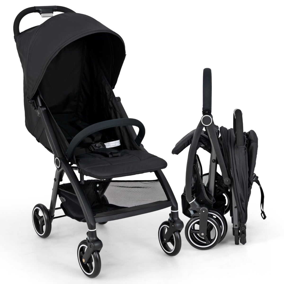 Lightweight Foldable Baby Stroller with Adjustable Backrest and Canopy