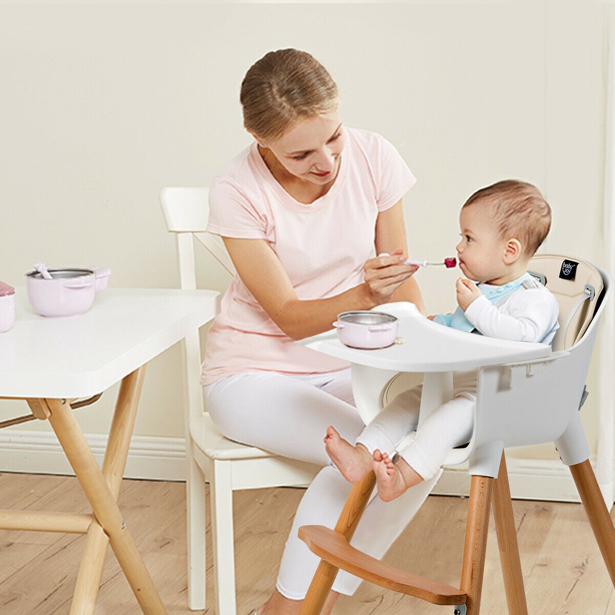 Dual Wooden Convertible Baby & Toddler High Chair