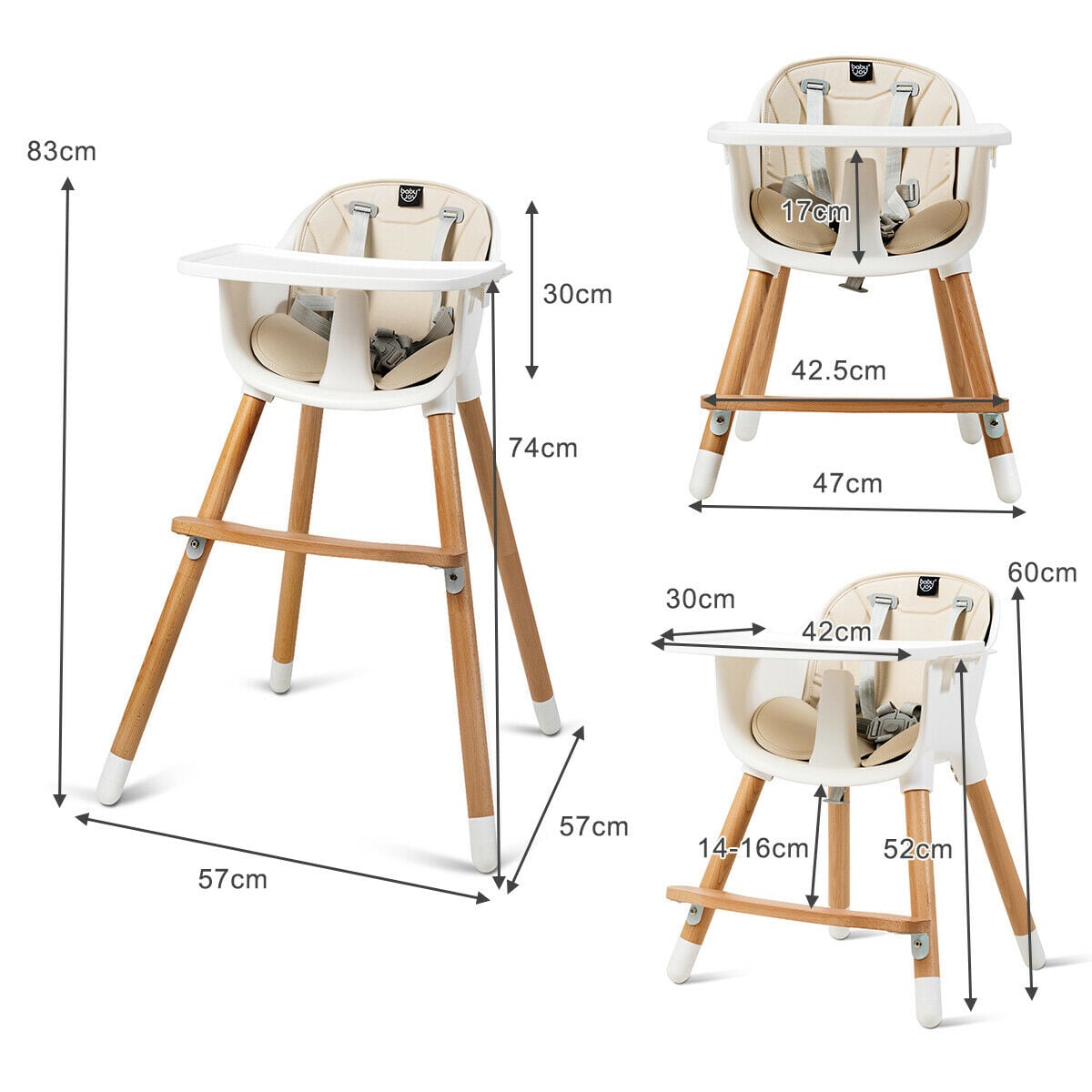 Dual Wooden Convertible Baby & Toddler High Chair