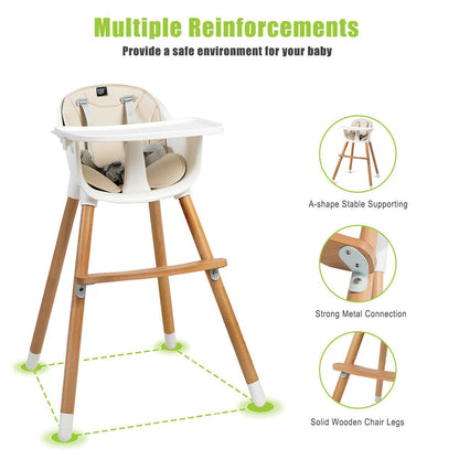Dual Wooden Convertible Baby & Toddler High Chair
